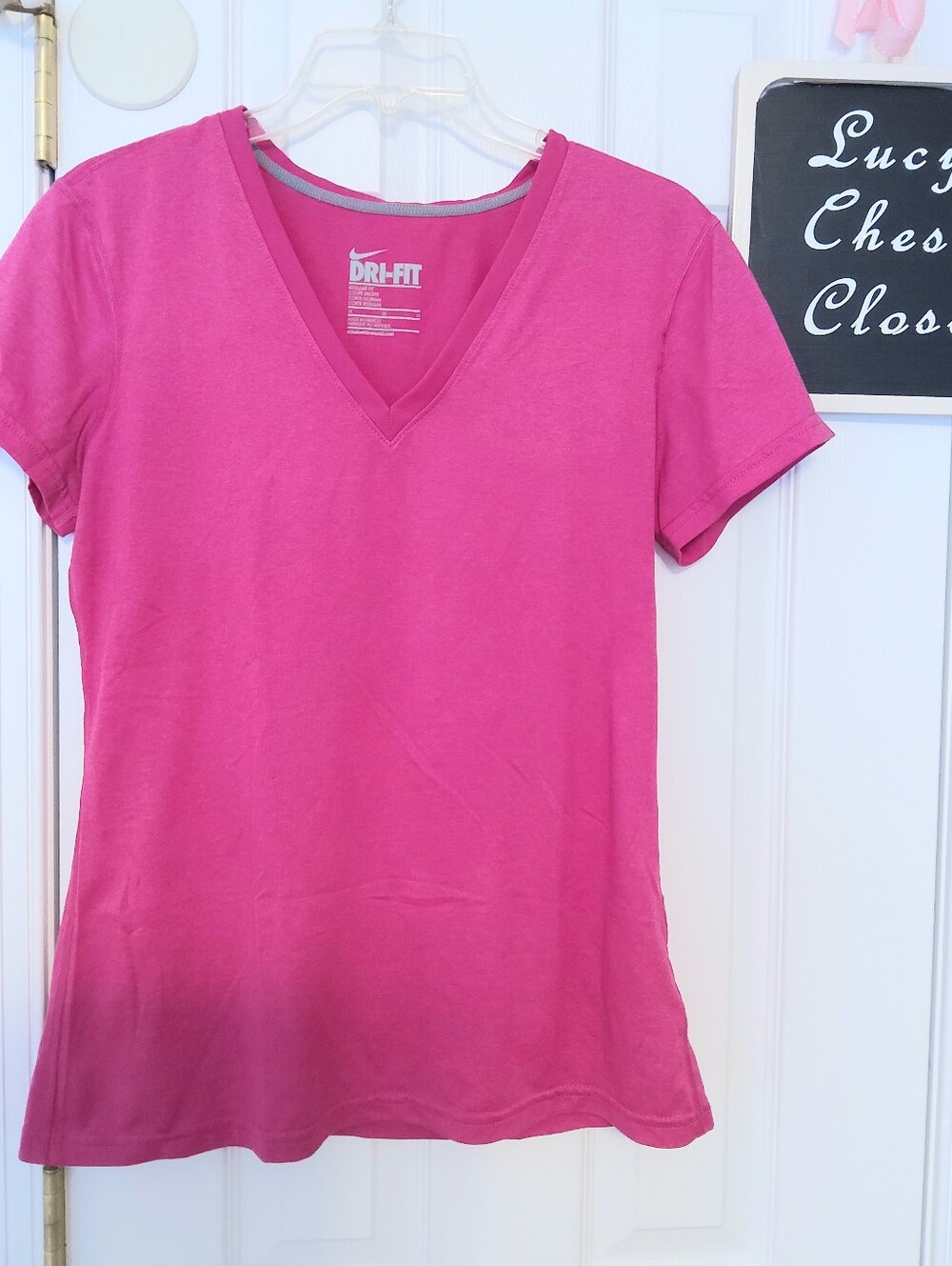 Nike Pink Dri-FIT V-Neck Short Sleeve Tee